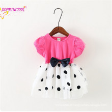 Colorido crianças verão vestido bow tie design polk dot crianças verão desgaste bebê roupas preço de fábrica